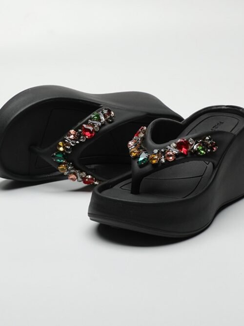 Eva Rhinestone High Wedge Shoe