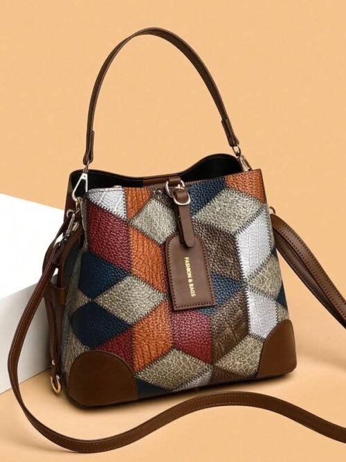 Spliching color bucket bag
