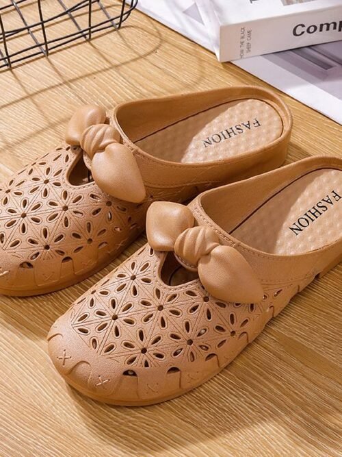 PVC Floral Bow Cut-Out Shoe