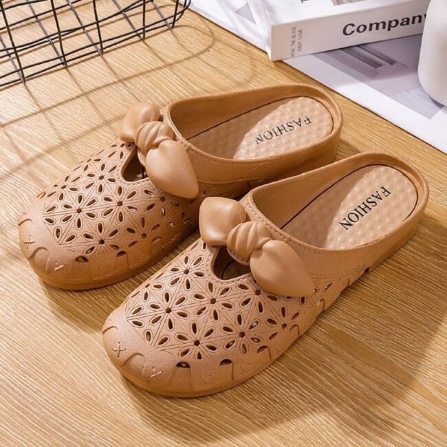 PVC Floral Bow Cut-Out Shoe